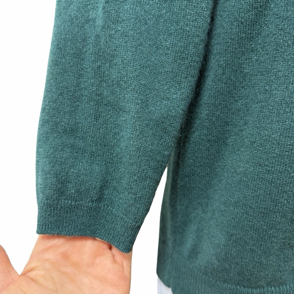 TALBOTS Womens Soft 100% Cashmere 3/4 Sleeve Sweater Size MP Green Quiet Luxury - Picture 4 of 6